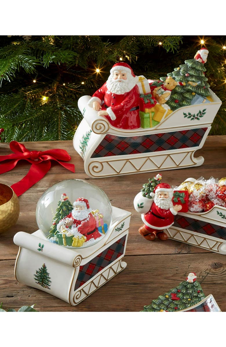 Spode Christmas Tree Tartan Santa Cookie Jar, Alternate, color,