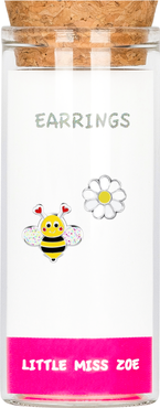 Little Miss Zoe Kids' Sterling Silver Bumblebee/Flower Stud Earrings in Gift Bottle