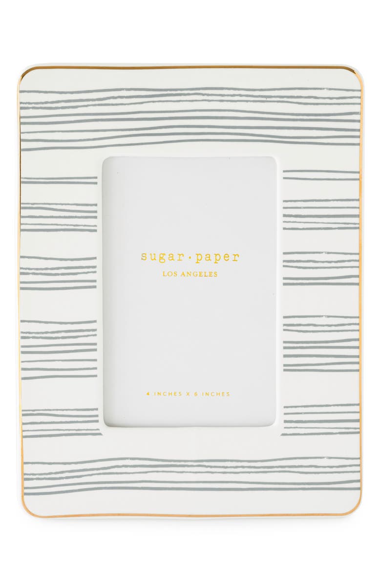 Sugar Paper Stripe Ceramic 4 x 6-Inch Picture Frame, Main, color, Slate