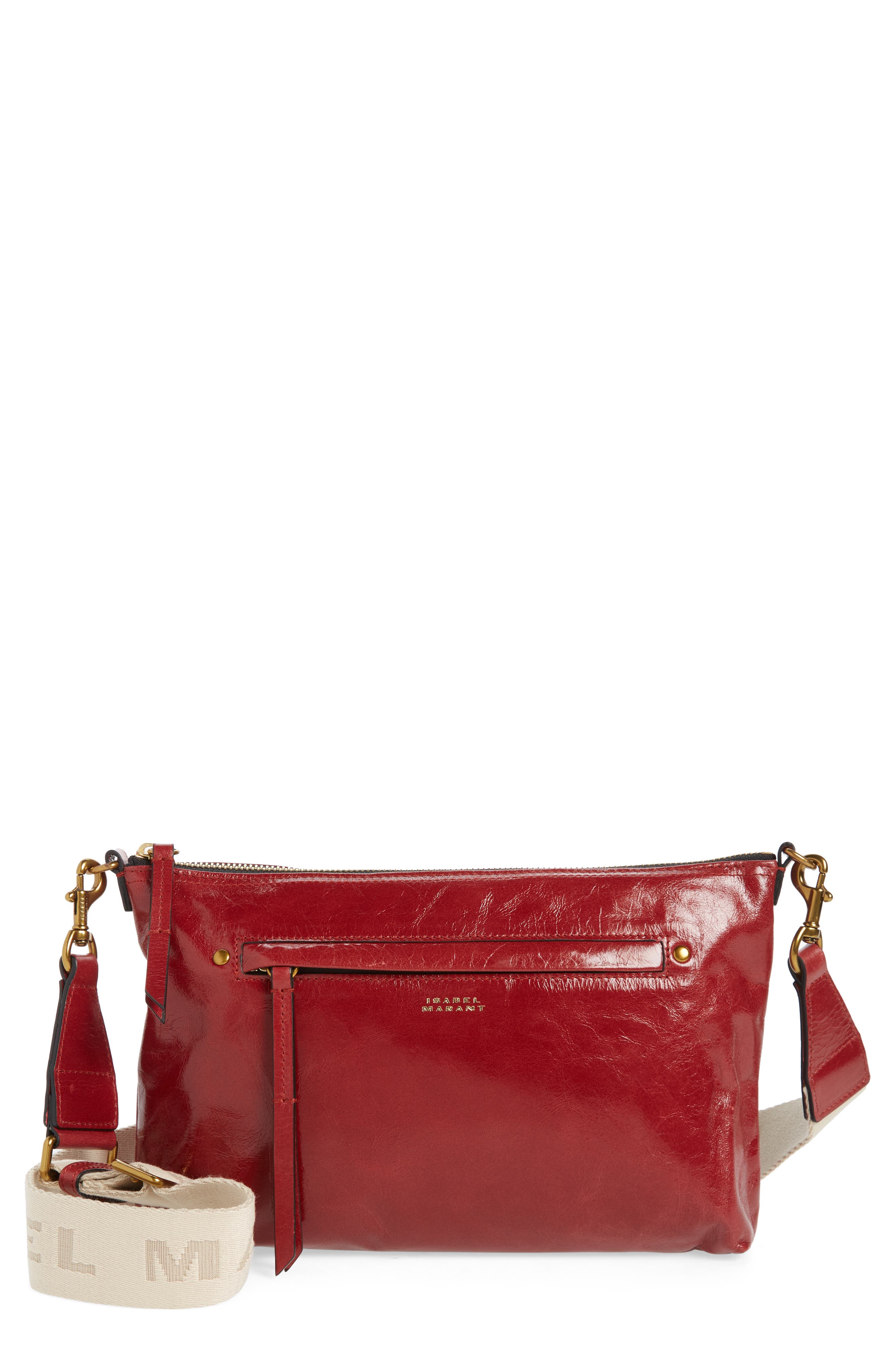 Nessah Wardy Leather Crossbody Bag, Main, color, DARK RED