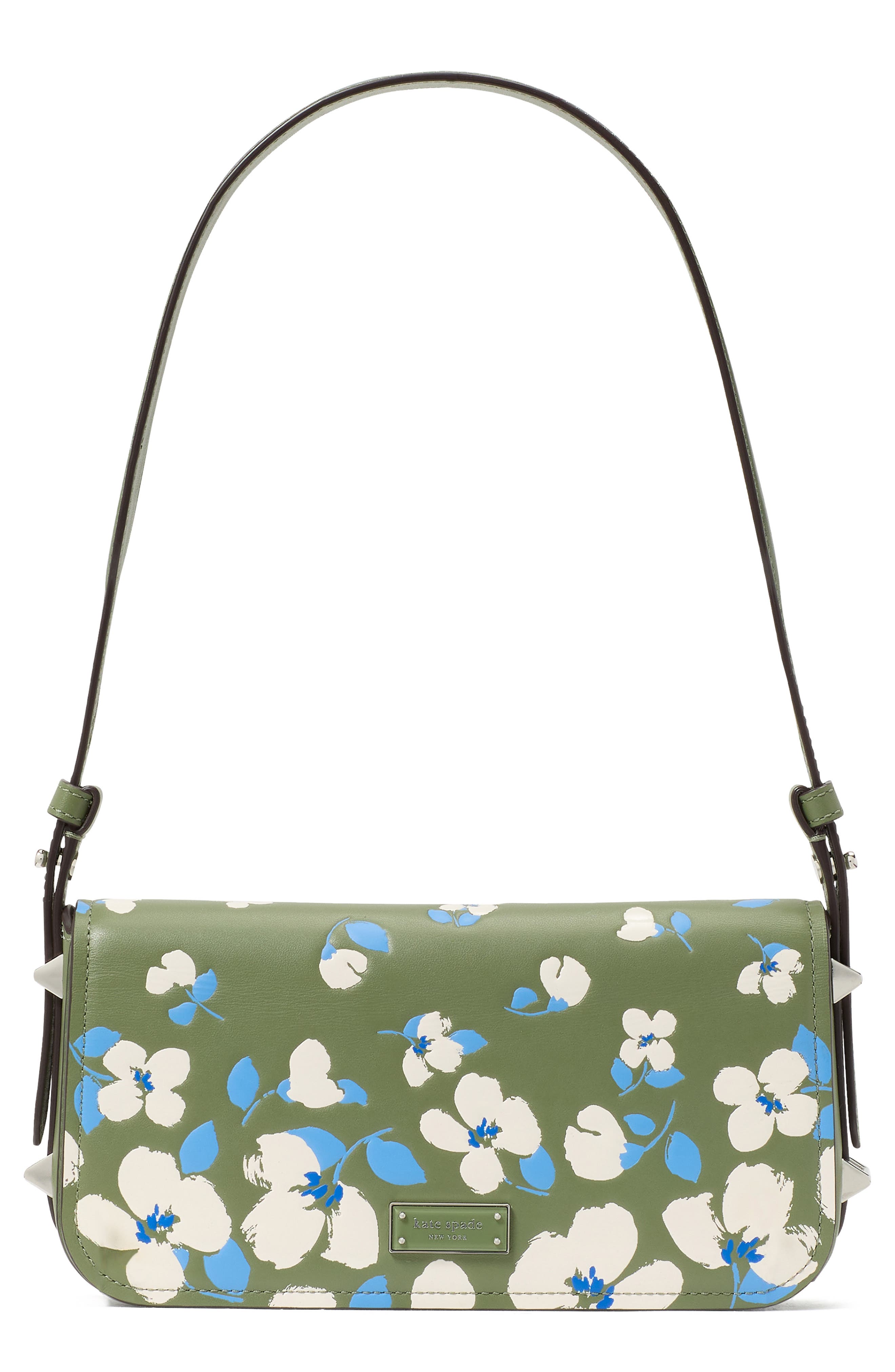 Kate Spade New York liv painterly bouquet embossed leather shoulder bag, Main, color, 
