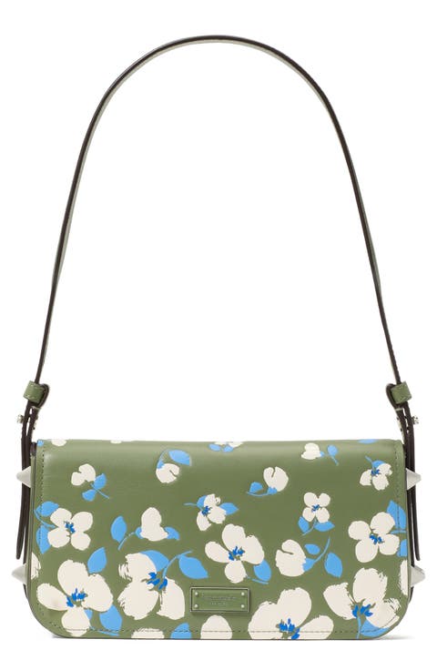 liv painterly bouquet embossed leather shoulder bag