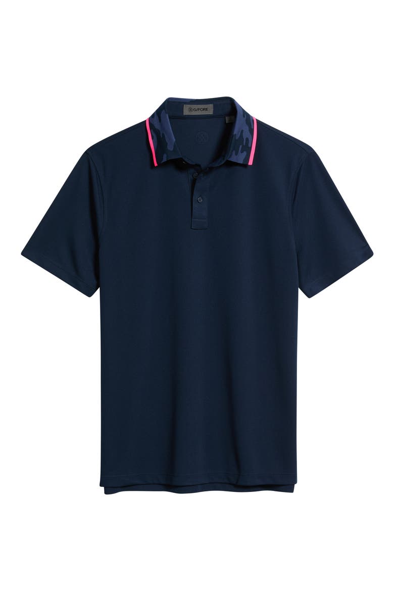 Camo Collar Performance Piqué Polo, Alternate, color, TWILIGHT