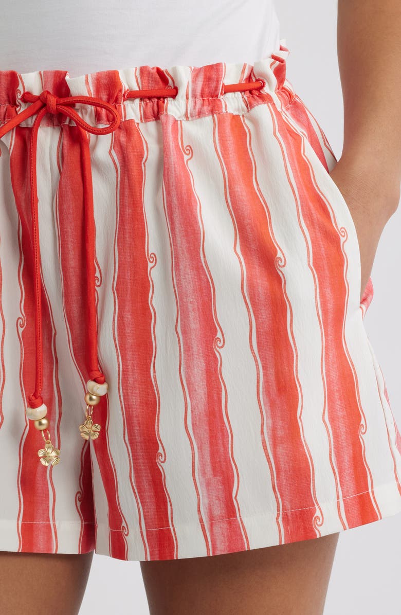 Kulani Kinis Striped Paperbag Shorts, Alternate, color, Cherry Glaze