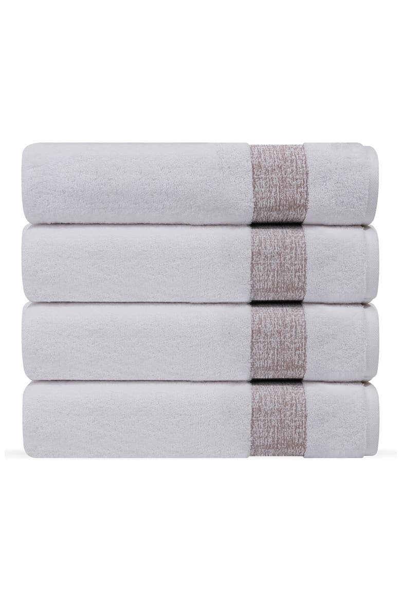 Pera Set of 4 Turkish Cotton Bath Towels, Main, color, BEIGE