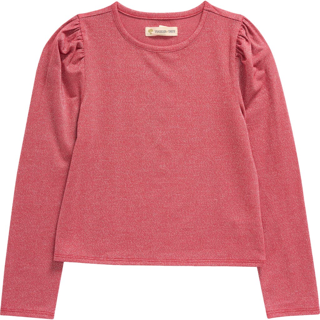 Shop Tucker + Tate Kids' Metallic Long Sleeve T-shirt In Red Goji- Silver Sparkle