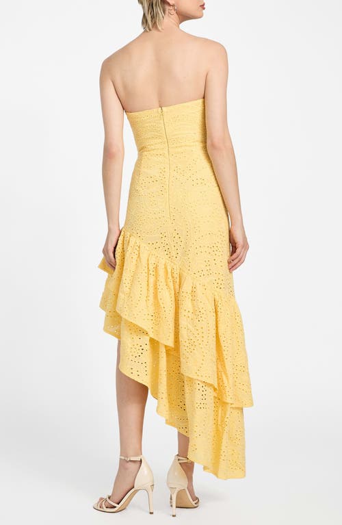Guess Joyce Embroidered Eyelet Cotton High-low Dress In Yellow