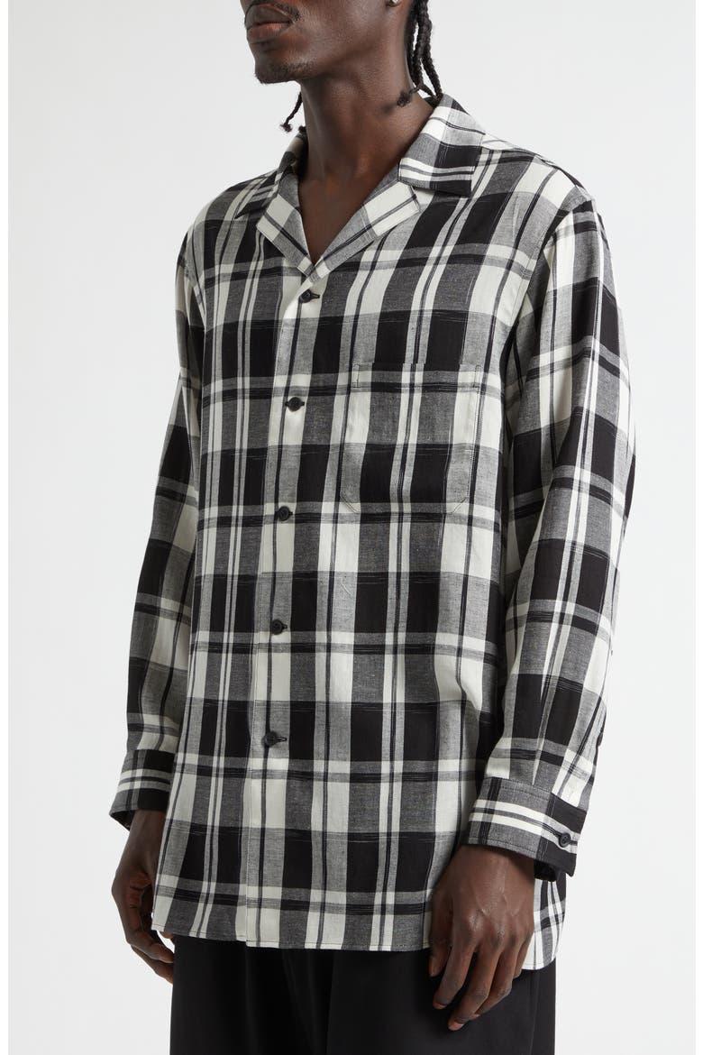 Khadi Plaid Button-Up Shirt, Alternate, color, BLACK