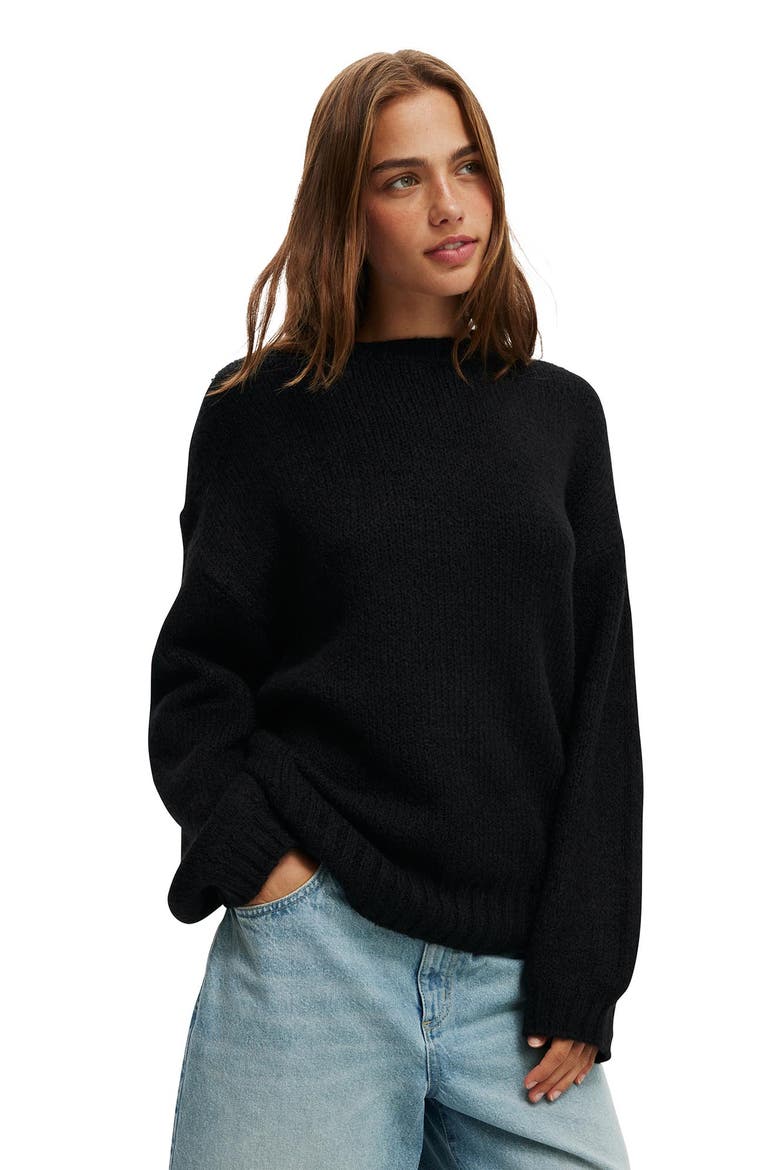 Women's Luxe Crew Sweater, Main, color, Black