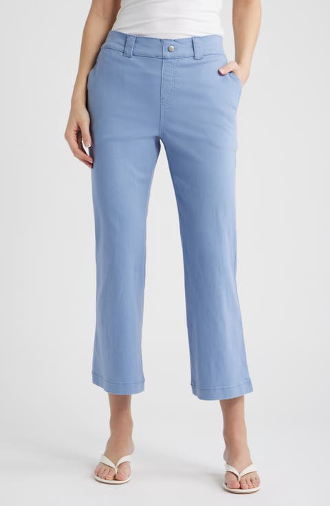 Kick Flare Stretch Cotton Pull-On Pants