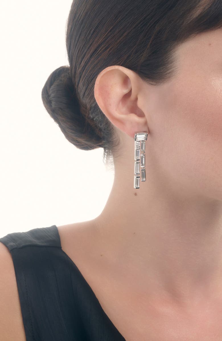 Reiss Livia Linear Crystal Drop Earrings, Alternate, color, Silver Tone / Clear Crystal