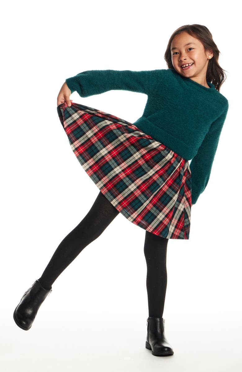 Andy & Evan Kids' Chenille Plaid Flannel Twofer Dress, Alternate, color,