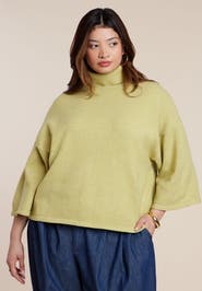 ELOQUII Boxy Three Quarter Sleeve Turtleneck