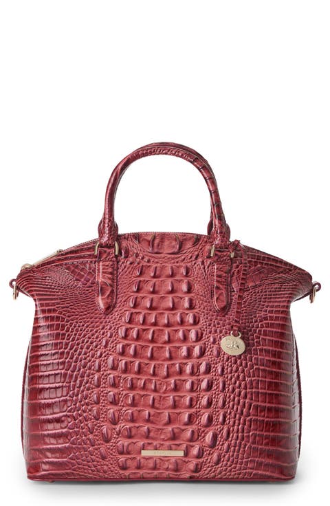 Large Duxbury Croc Embossed Leather Satchel