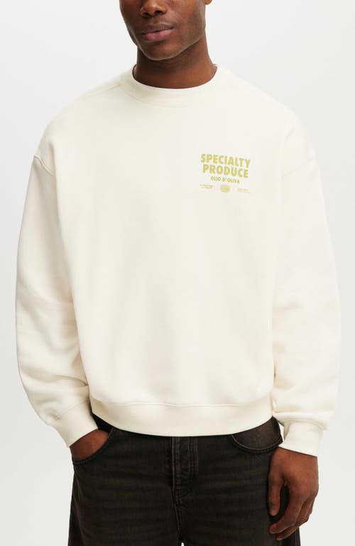 Cotton On Box Fit Graphic Crew Sweater In White