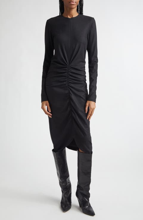 Dylin Long Sleeve Ruched Midi Dress
