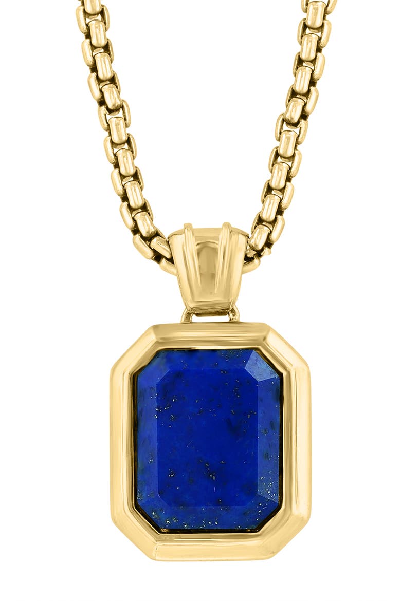 Lapis Lazuli Geometric Pendant in Gold-Plated Sterling Silver, Alternate, color, Blue