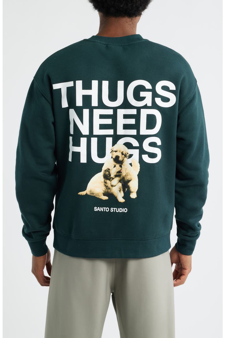 Thugs Need Hugs Graphic Sweatshirt, Alternate, color, PINE