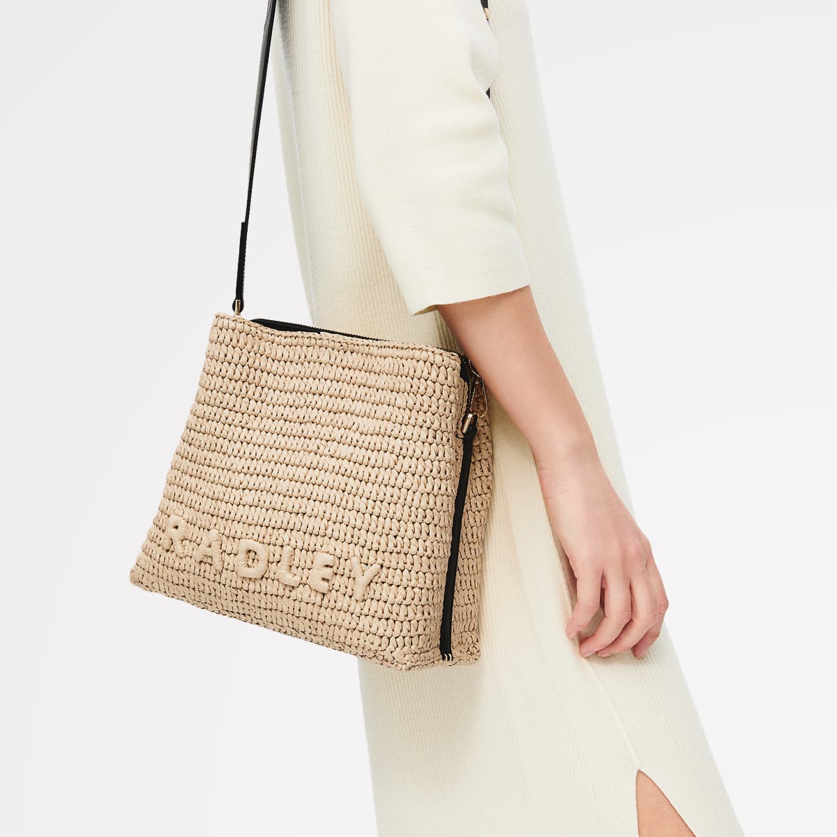 Radley Dukes Place - Raffia Medium Compartment Woven Crossbody Bag, Alternate, color, Natural