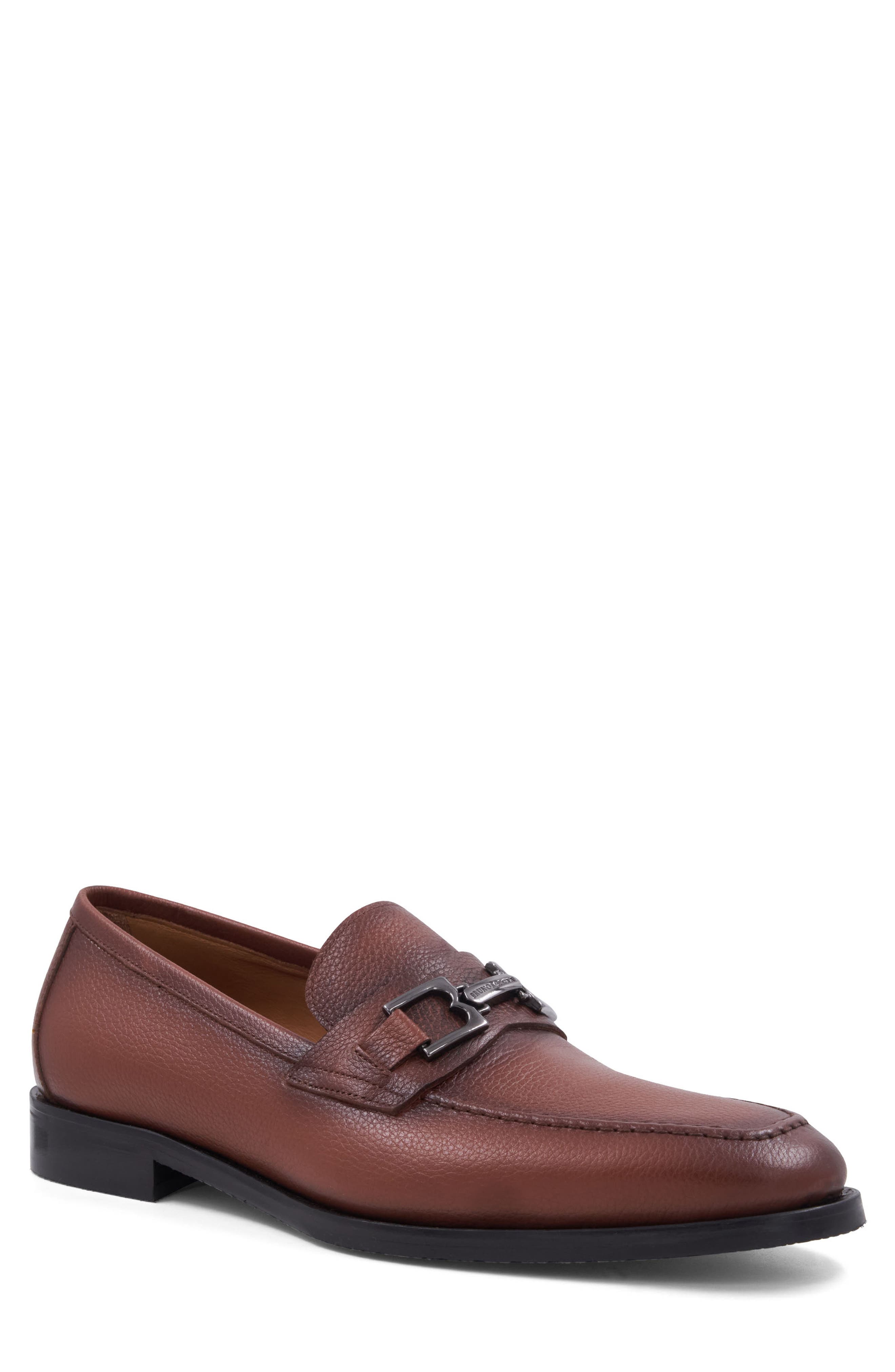 Bruno Magli Roberto Pebbled Bit Loafer, Main, color, Cognac Tumbled