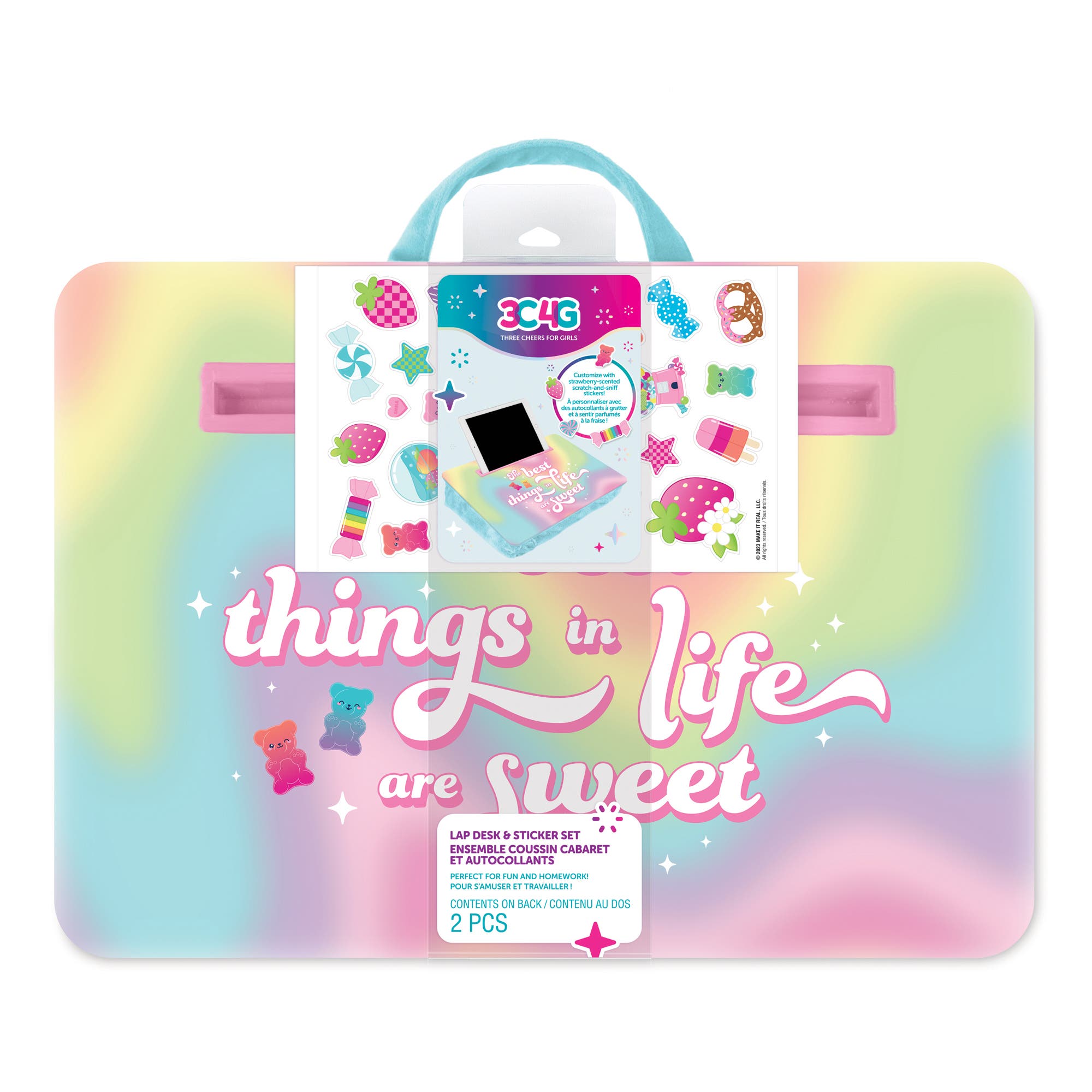 3C4G Make It Real Life Is Sweet Lap Desk & Sticker Set in Multicolored 