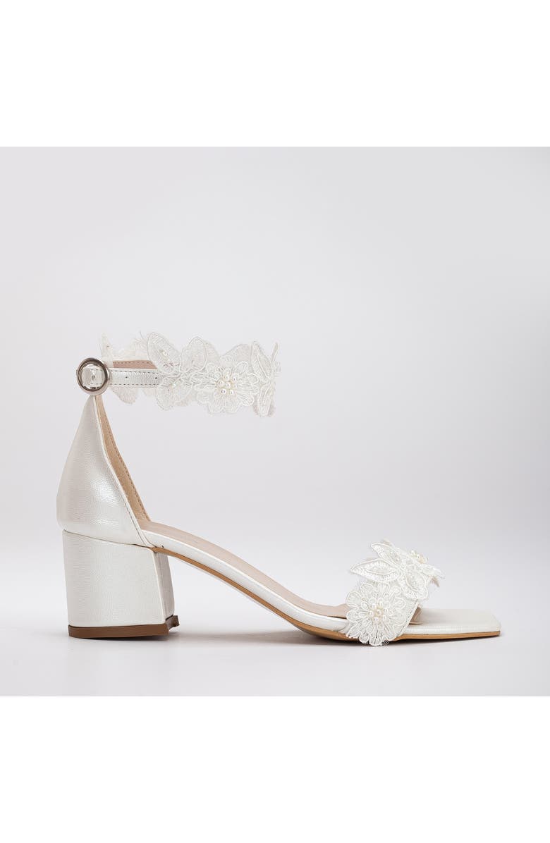 Forever & Always Shoes Dana Lace Bridal Low Heel Sandals, Alternate, color, Ivory