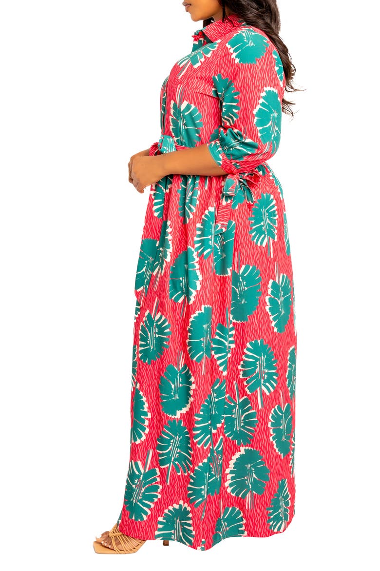 Mixed Print Maxi Shirtdress, Alternate, color, PINK MULTI