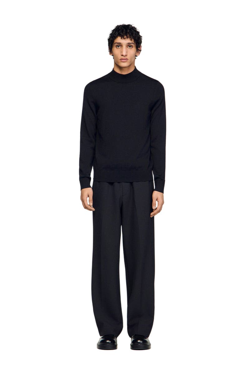 SANDRO Wool sweater with high neck, Alternate, color, Black