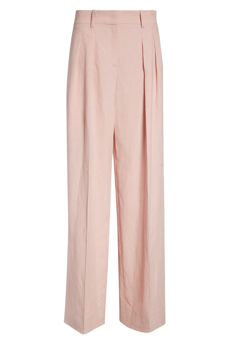 Pleated Linen Wide Leg Pants, Alternate, color, QUARTZ