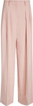 Michael Kors Collection Pleated Linen Wide Leg Pants