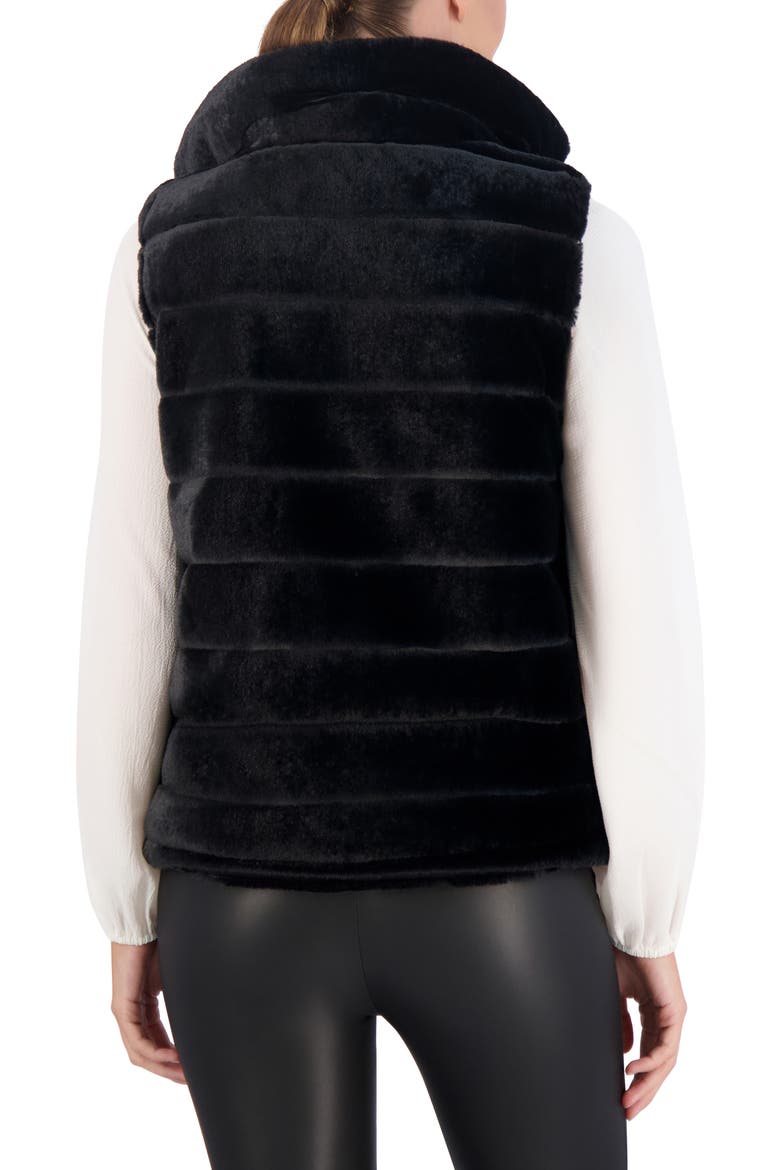 Water Resistant Reversible Faux Fur Puffer Vest, Alternate, color, BLACK