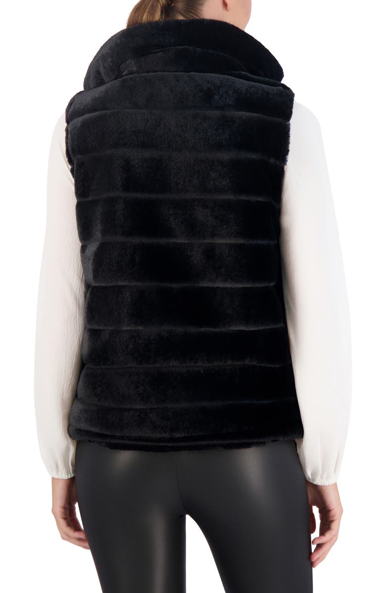 Ookie & Lala Water Resistant Reversible Faux Fur Puffer Vest, Alternate, color, Black
