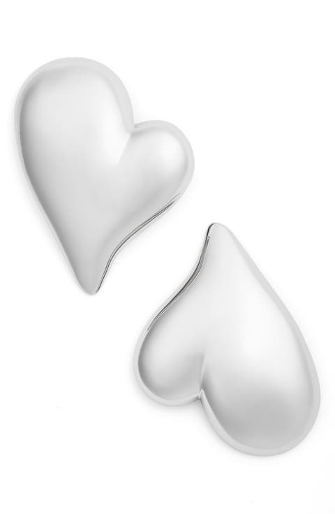 Mega Art Heart Button Drop Earrings