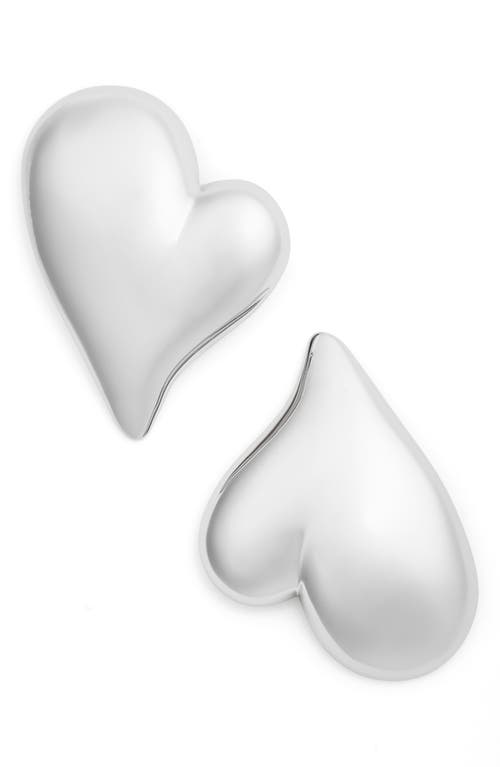 Jenny Bird Mega Art Heart Button Drop Earrings In High Polish Silver