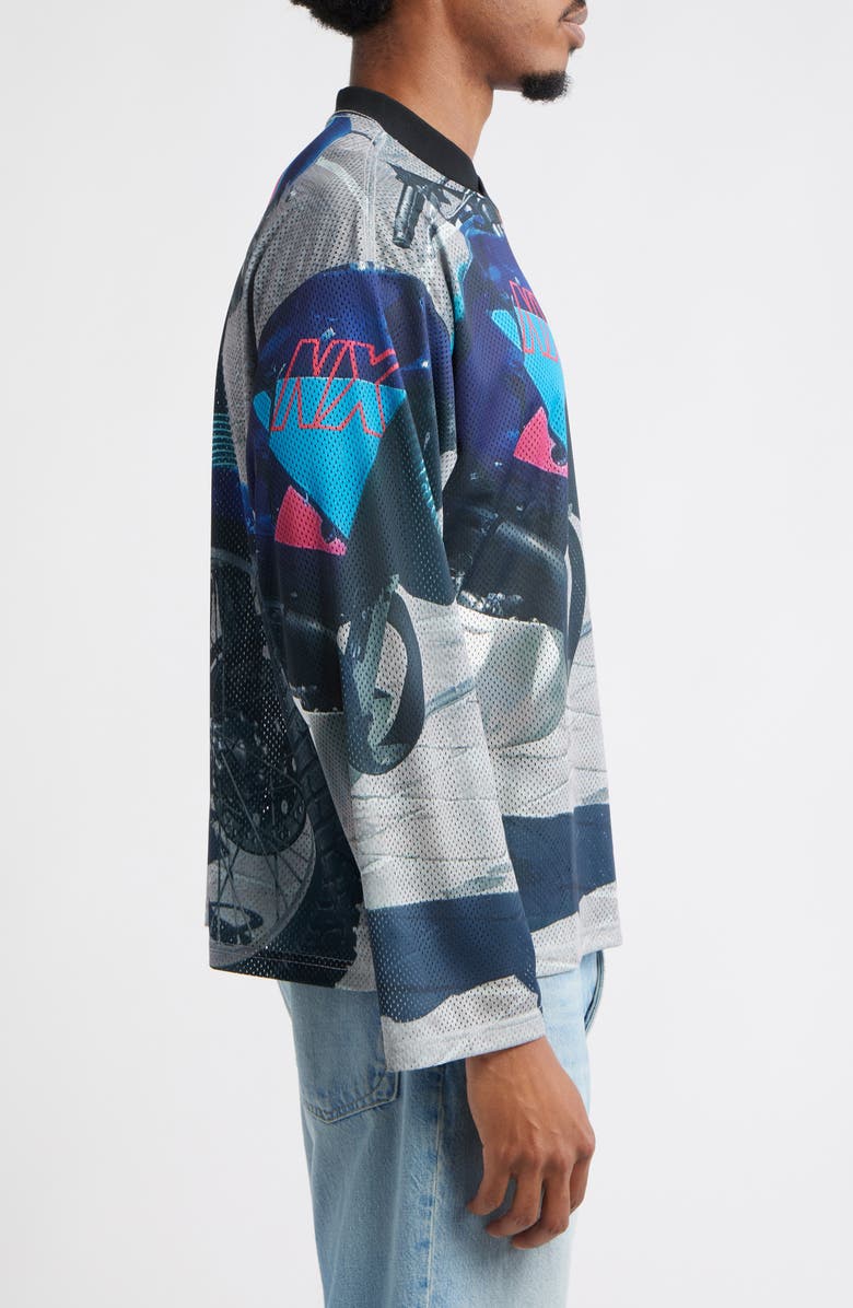 JUNGLES Marseille Boxy Moto Mesh Jersey Top, Alternate, color, Multi