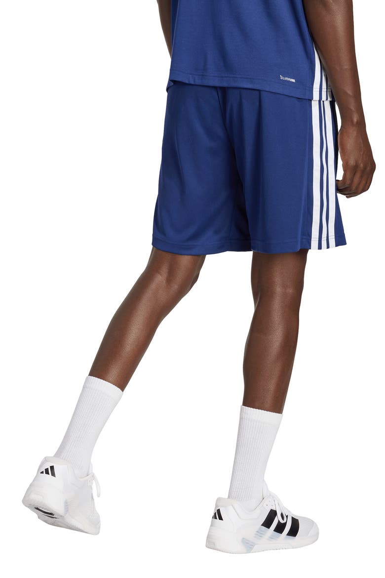 Essentials 3-Stripes Performance Shorts, Alternate, color, DARK BLUE/ WHITE
