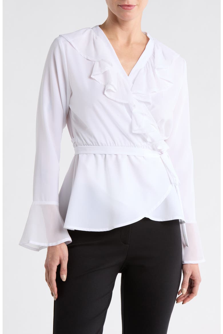 Ruffle Wrap Top, Main, color, WHITE