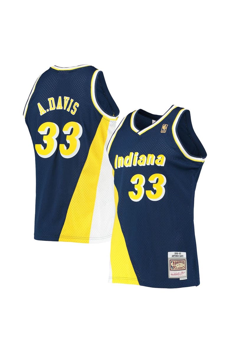 Mitchell & Ness Men's Mitchell & Ness Antonio Davis Navy Indiana Pacers 1996-97 Hardwood Classics Swingman Jersey, Main, color,