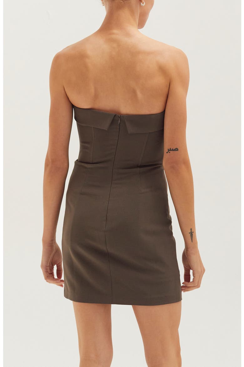 Tailored Strapless Mini Dress, Alternate, color, Brown Grey
