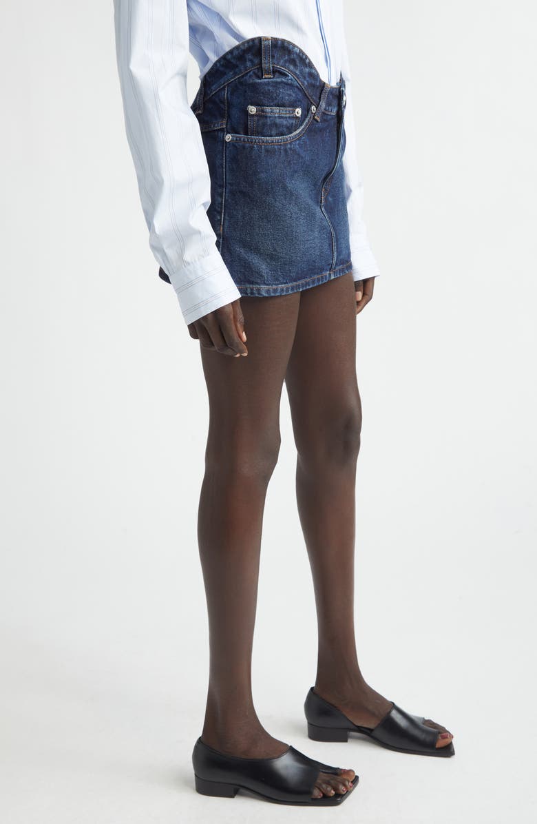 Jean Paul Gaultier Curvy Waistband Denim Miniskirt, Alternate, color, Indigo