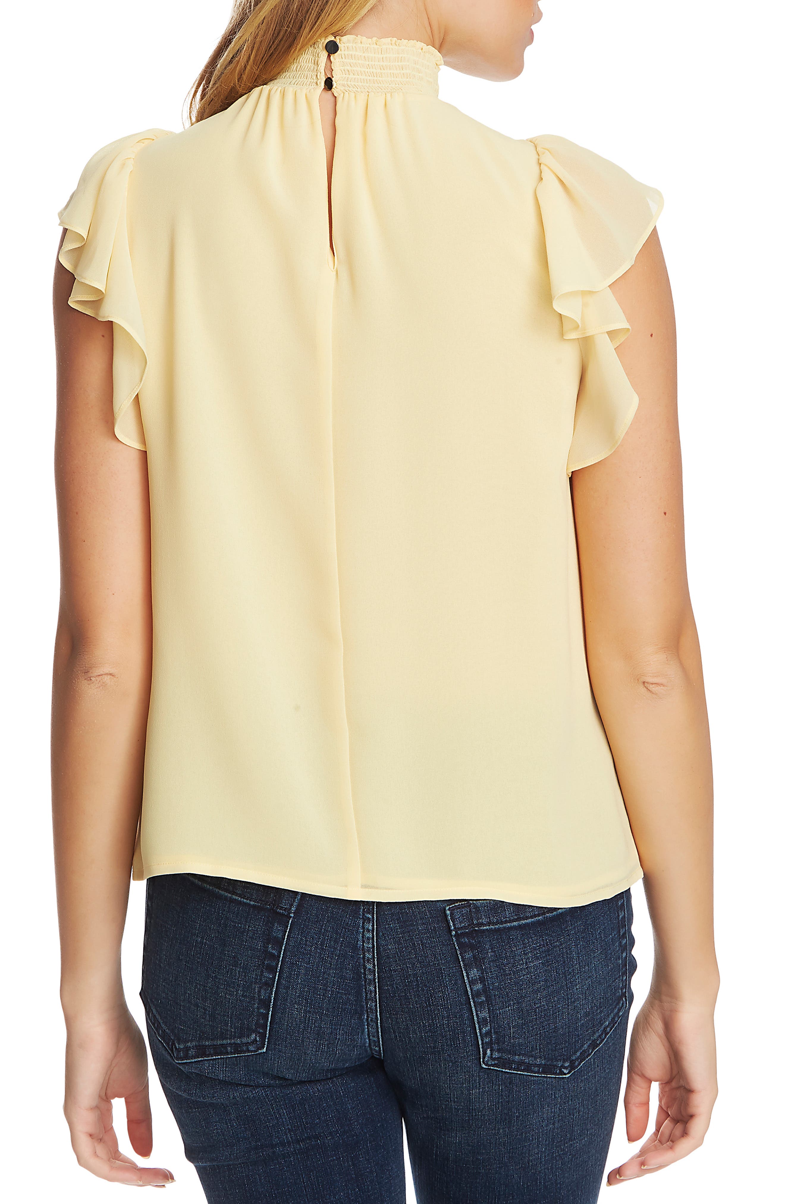 Flutter Sleeve Smocked Neck Blouse - image 2