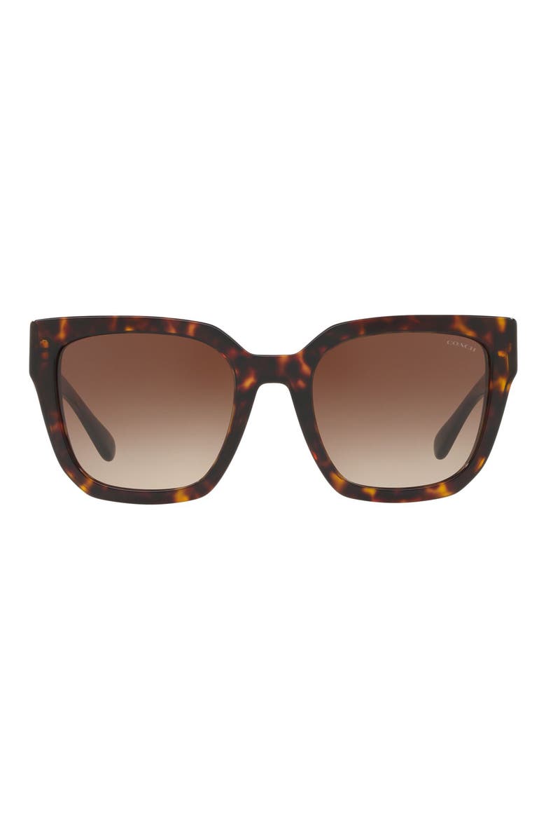 53mm Gradient Square Sunglasses, Main, color, DARK TORTOISE/ BROWN GRAD