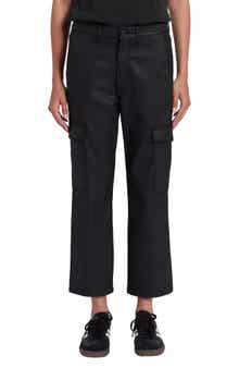 Logan Coated High Waist Ankle Straight Leg Cargo Pants