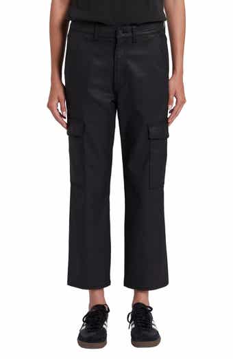 Logan Coated High Waist Ankle Straight Leg Cargo Pants
