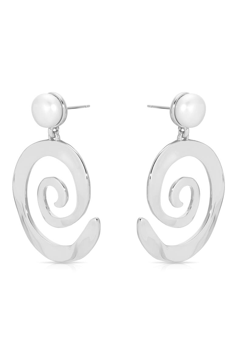 Aura Swirl Freshwater Pearl Drop Earrings, Alternate, color, SILVER