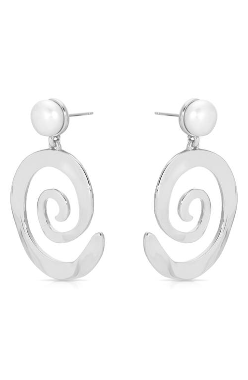 Ettika Aura Swirl Freshwater Pearl Drop Earrings In Silver
