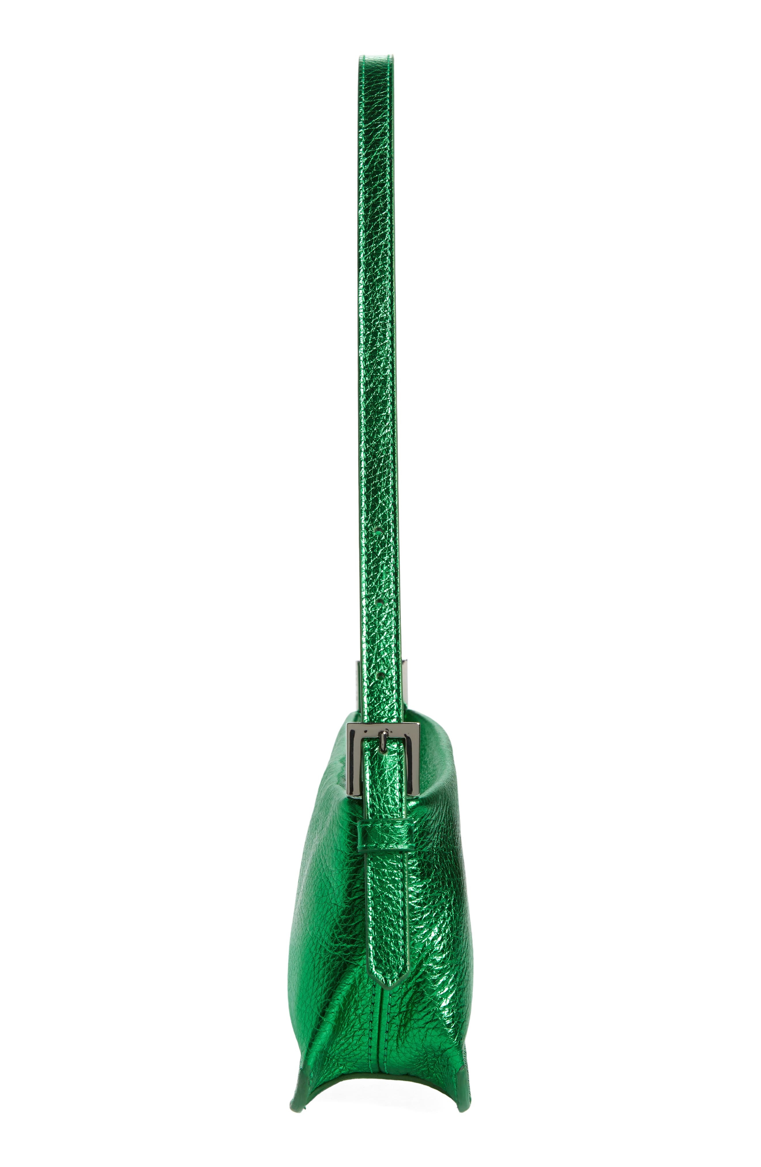 Dulce Long Metallic Leather Shoulder Bag, Alternate, color, GREEN
