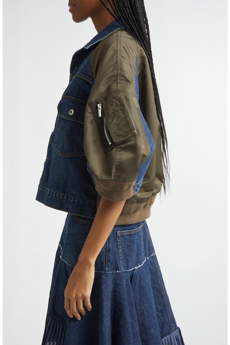 Denim & Nylon Mixed Media Jacket, Alternate, color, BLUE/ DARK KHAKI