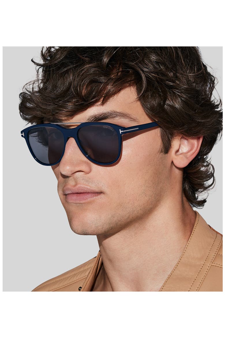 Damian 54mm Pilot Sunglasses, Alternate, color, SHINY NAVY BLUE / LIGHT SMOKE