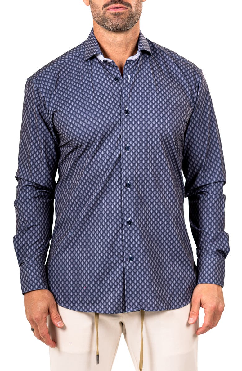 Maceoo Eins Marthy Contemporary Fit Button-Up Shirt, Main, color, Black
